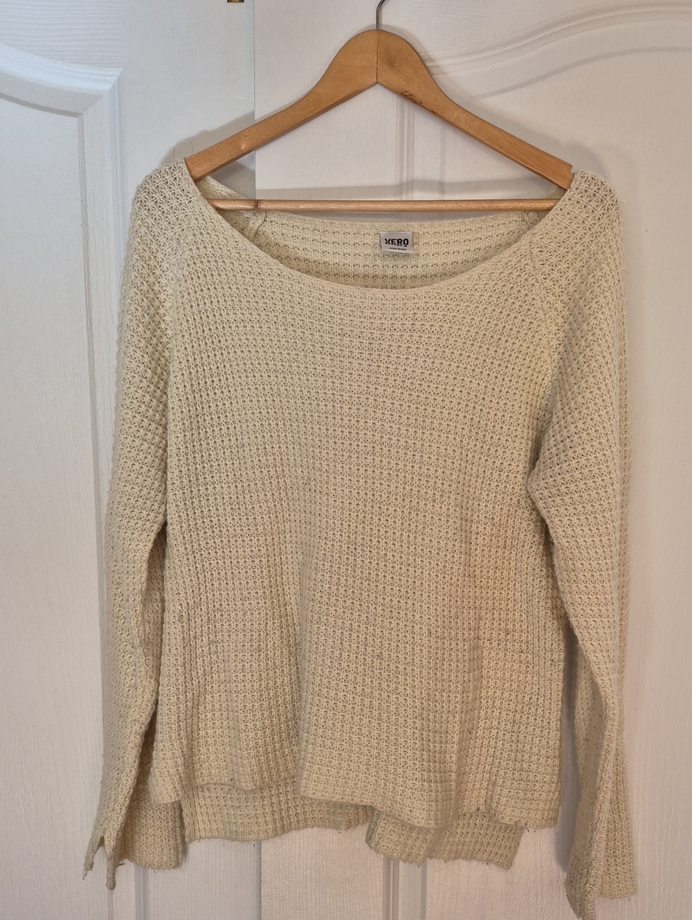 Vero Moda Cream Open Weave Scoop-Neck Sweater